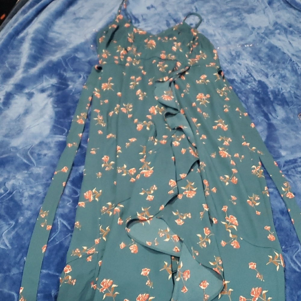 Inspired Hearts Floral Dress || Large || Green||